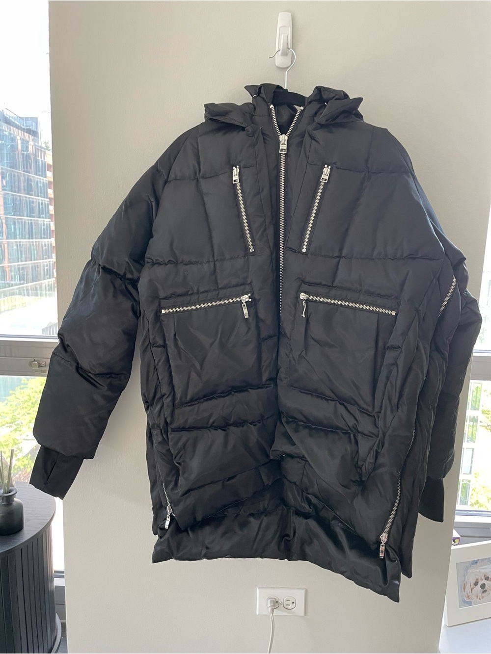 OROLAY Black Puffer Coat with Hood